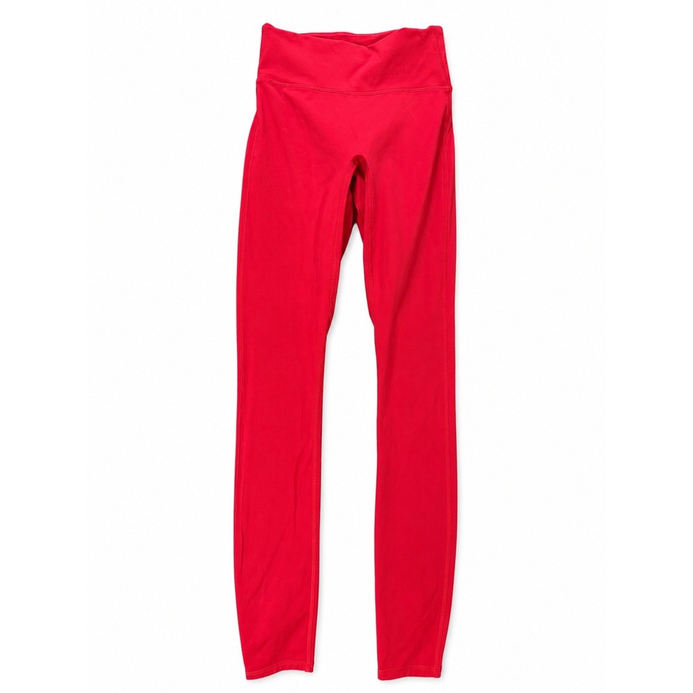 Fabletics Womens Red High Waisted Strappy Back Athletic Leggings Yoga Pants